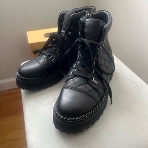 Vince Camuto Black Quilted Ankle Boots